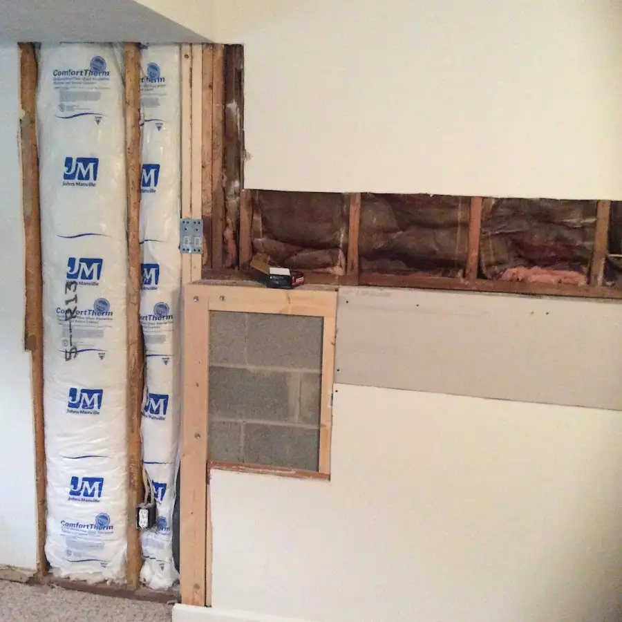 Wall insulation replacement during Basement Flood Cleanup in West Haven